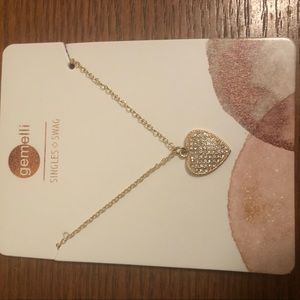 Gemelli | Pavé Heart Gold Necklace